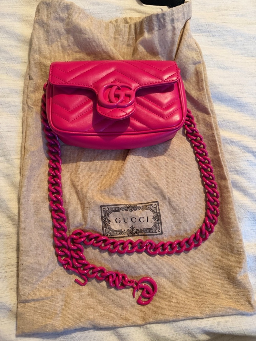 Gucci Hot Pink GG Marmont Small Crossbody Bag